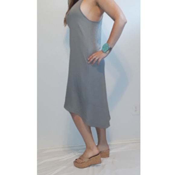 Lanston High-Low Midi Racerback Gray Dress (L) - Picture 3 of 6